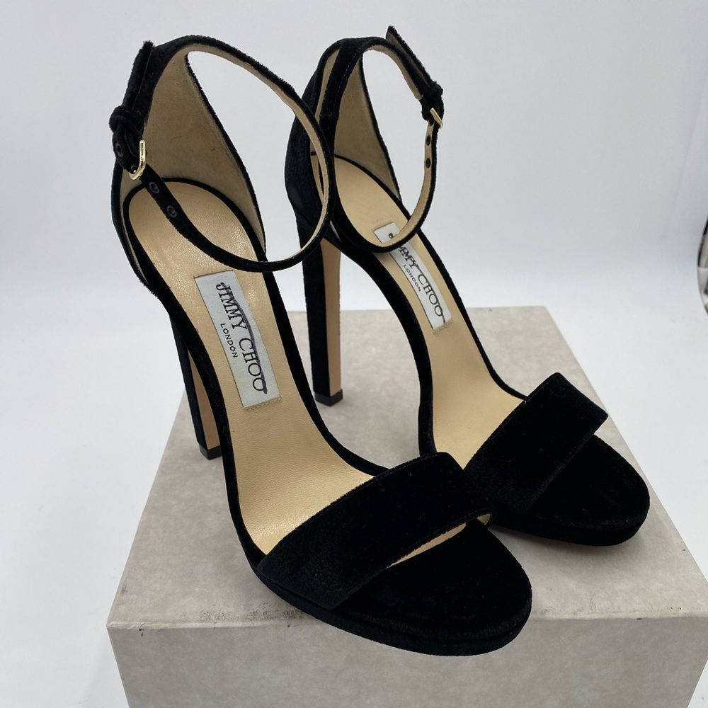 Woman’s Jimmy choo strappy velvet sandals size 38.5 made in Italy
